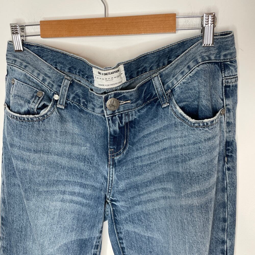 One Teaspoon Light Blue Distressed Straight Leg Jeans - Picture 3 of 12